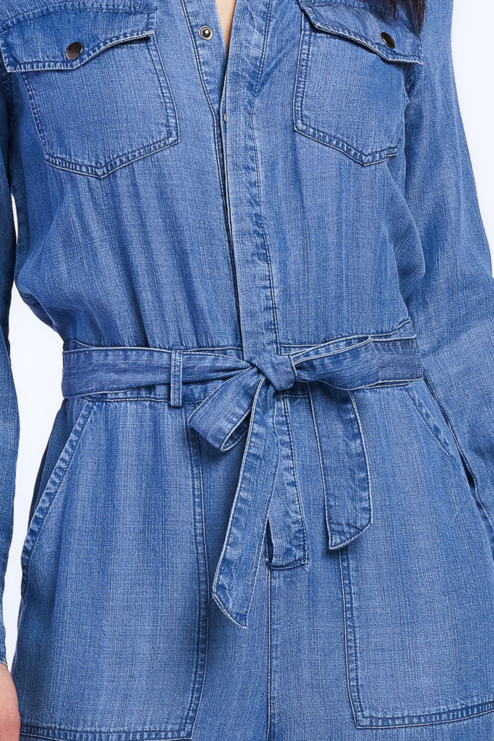 Cantrelle Long Sleeve Pull On Jumpsuit. Loose Leg. Half Button Down - Image 3