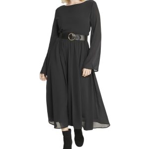 Belted Long Sleeve Dress