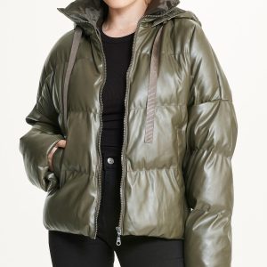 Vegan Leather Puffer Coat