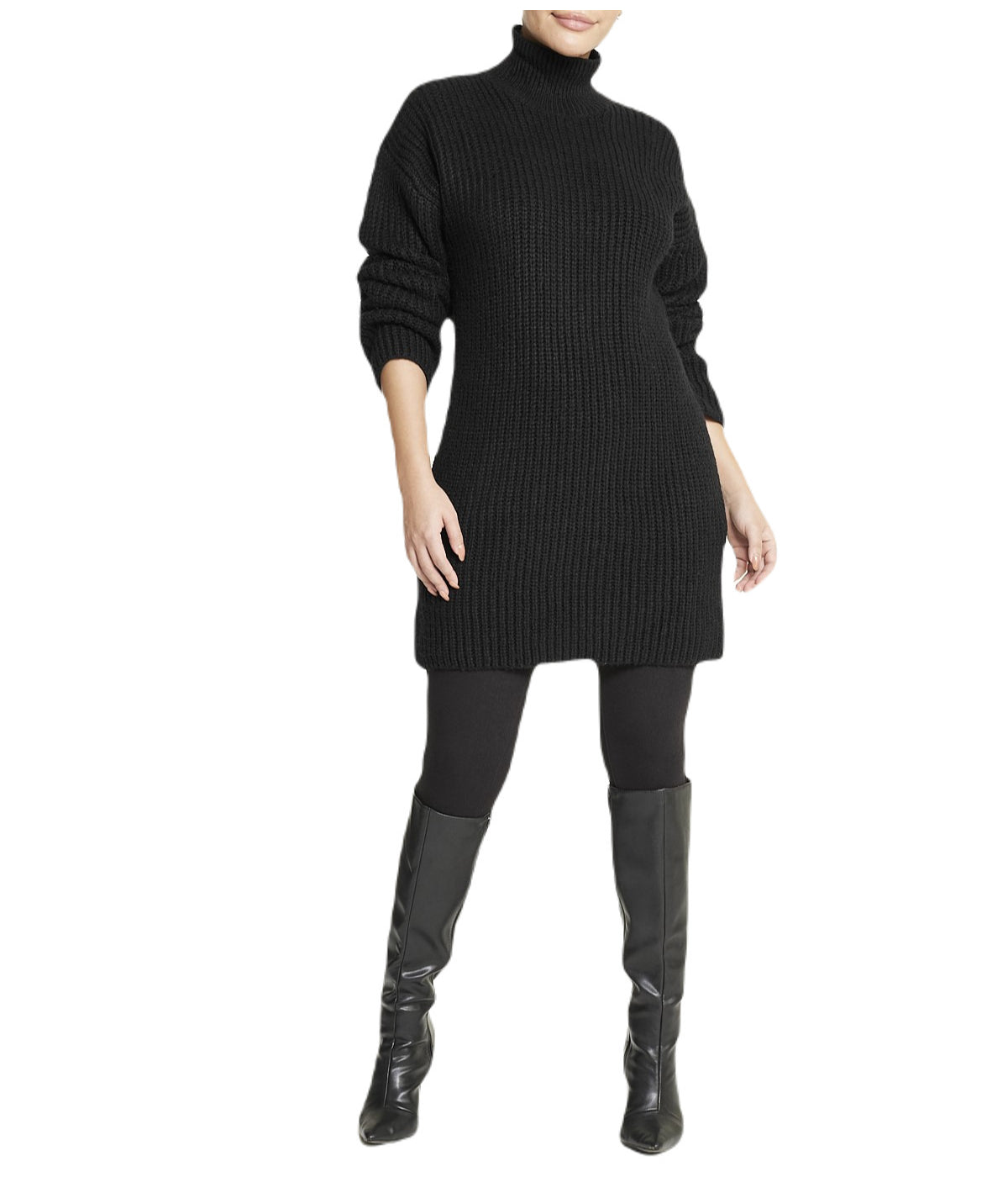 Turtleneck Funnel Sweater Dress - Image 5