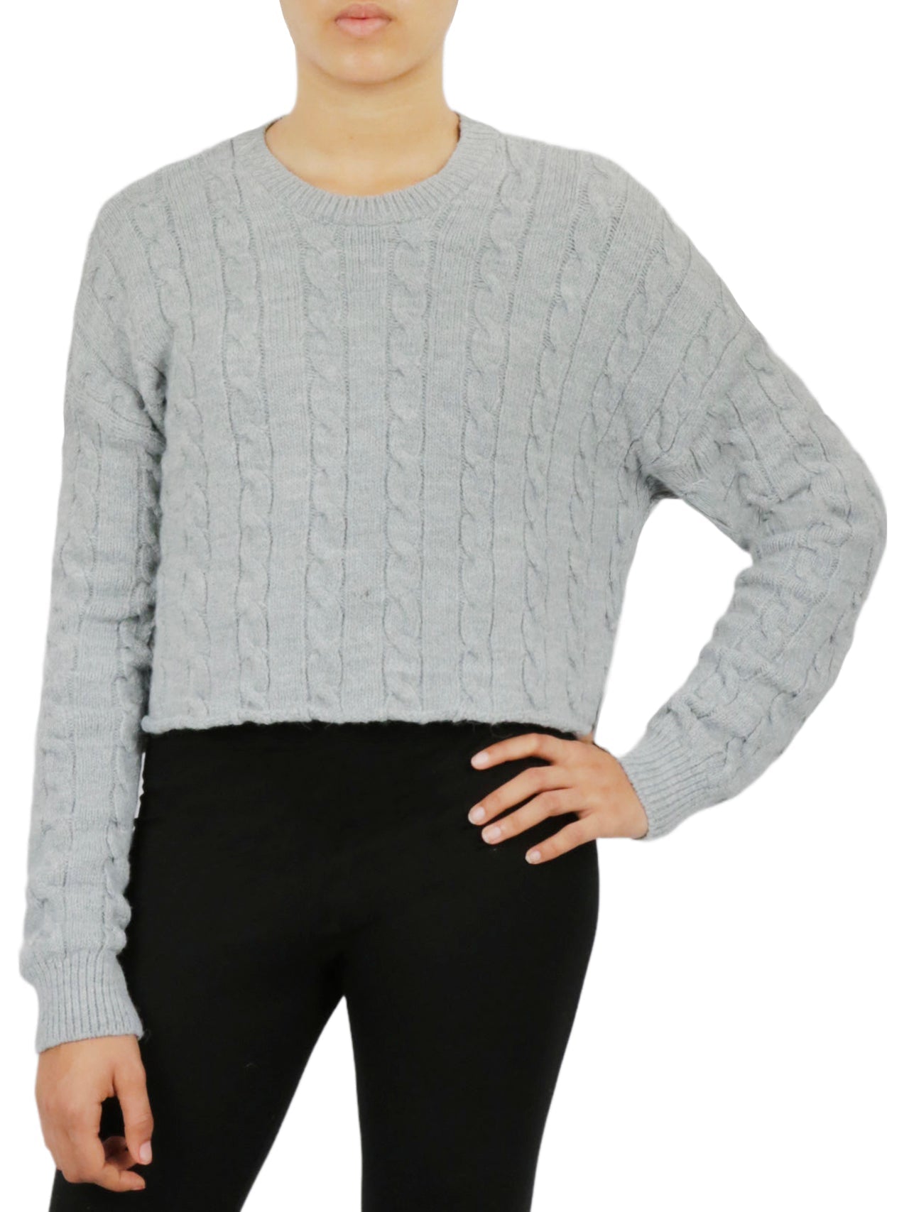 Cable Knit Cropped Pullover Sweater - Image 6