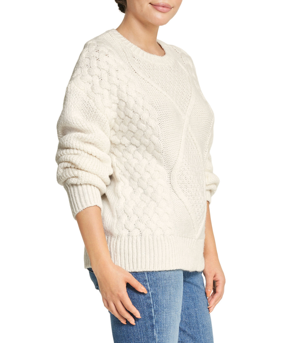 Cable Knit Cropped Pullover Sweater - Image 3
