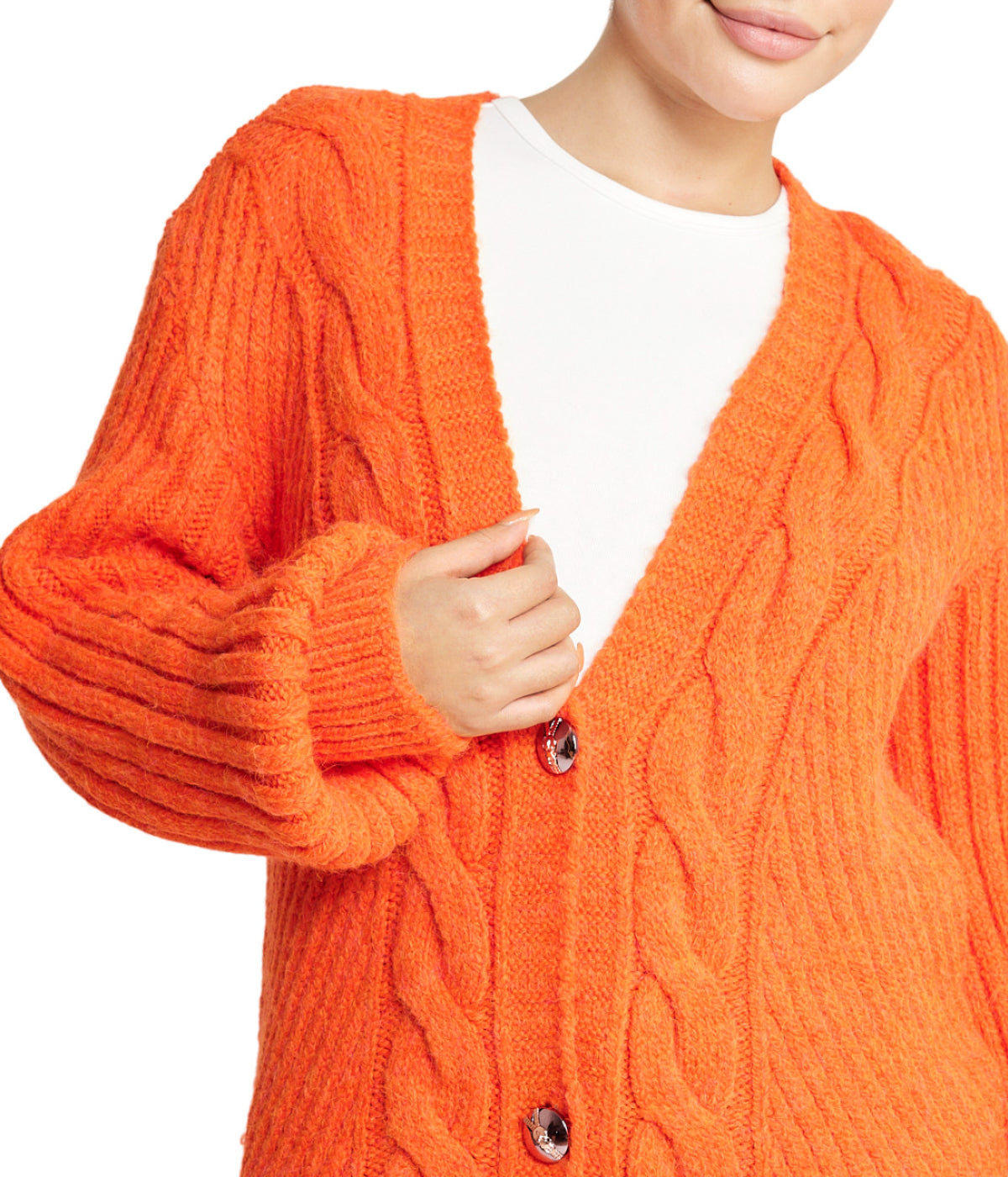 Deep V Cable Cardigan - Image 4