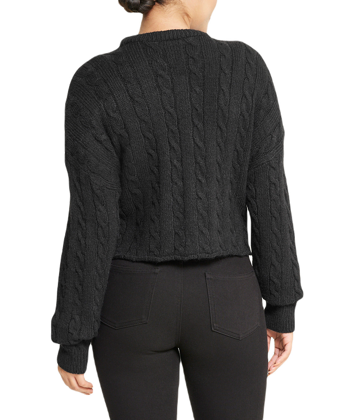 Cropped Boxy Cable Knit Sweater - Image 2