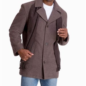 Wool Blend Single Breasted Button Front Mocha Heather