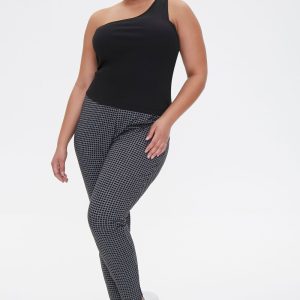 Plus Size Checkered Print Leggings