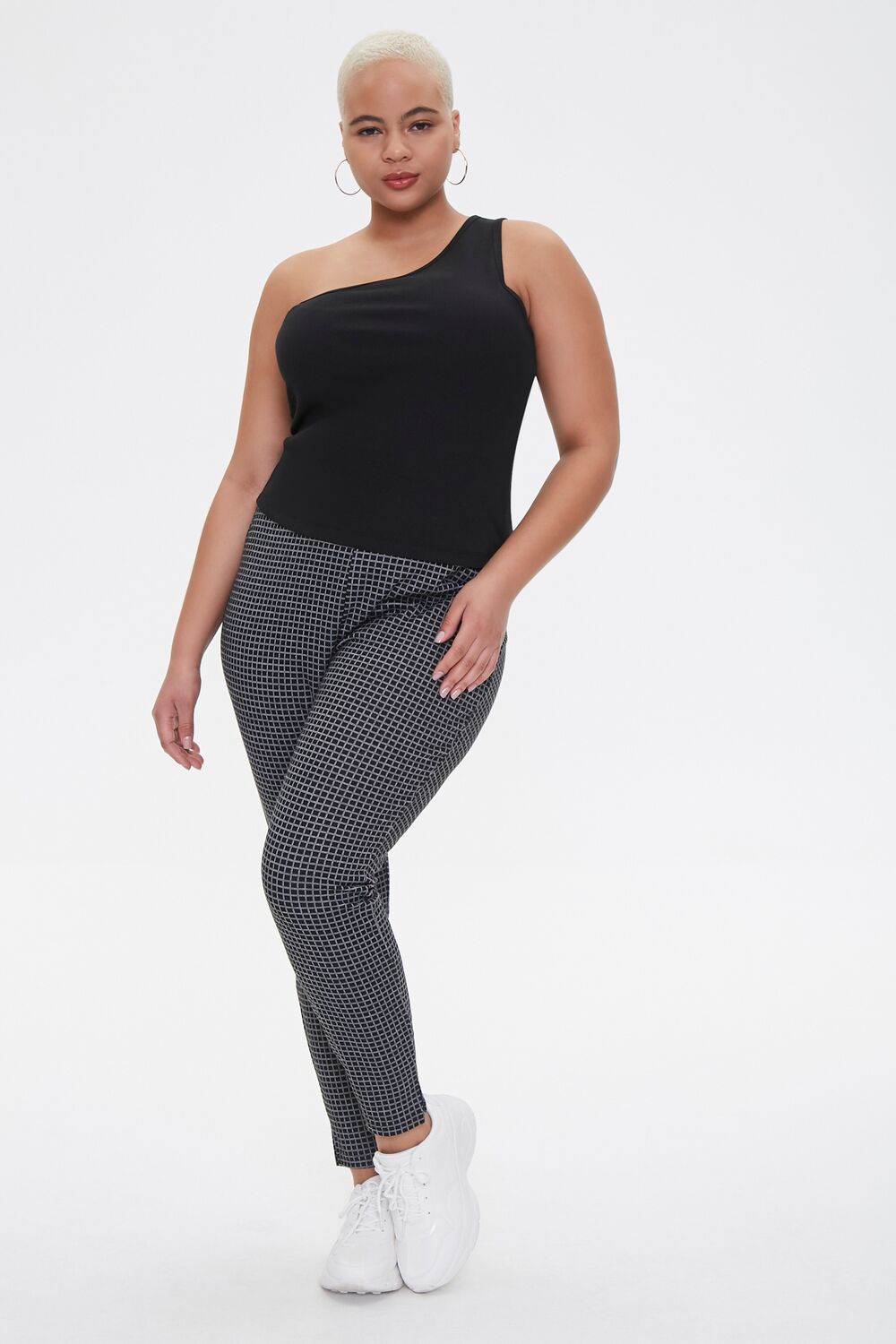 Plus Size Checkered Print Leggings