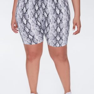 Plus Size Snake Print Biker Shorts
