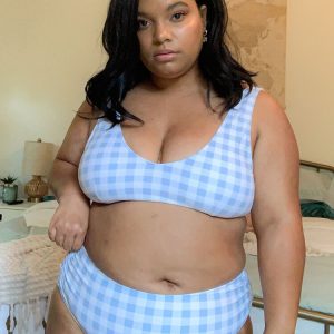 Plus Size Gingham Bralette Bikini Top