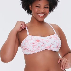 Plus Size Floral Print Bralette Bikini Top