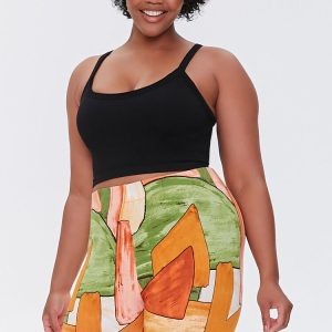 Plus Size Geo Print Biker Shorts