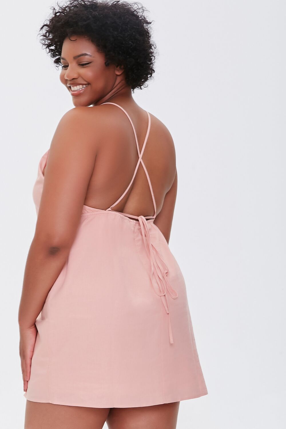 Plus Size Tie-Back Mini Dress