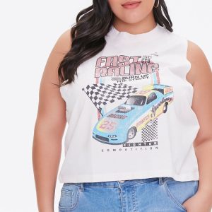 Plus Size Racing Graphic Muscle Tee
