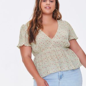 Plus Size Floral Print Top