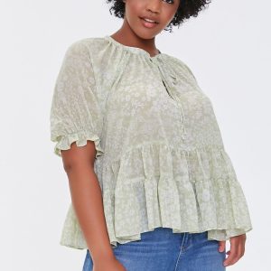 Plus Size Floral Print Top