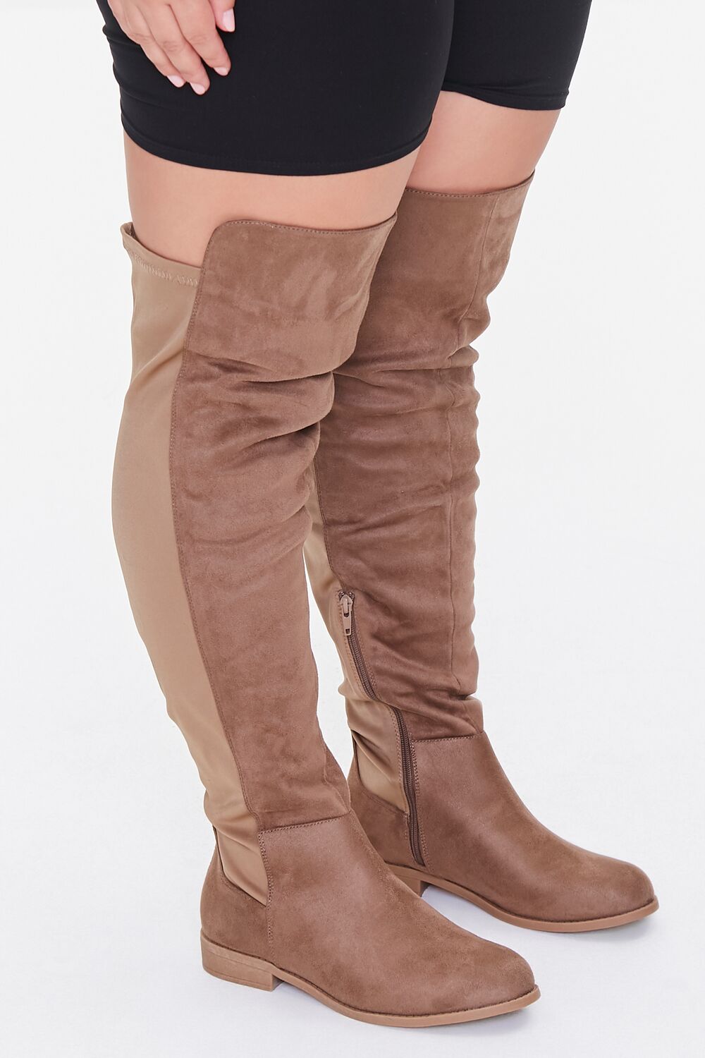 Thigh-High Faux Suede Boots (Wide) - Image 2