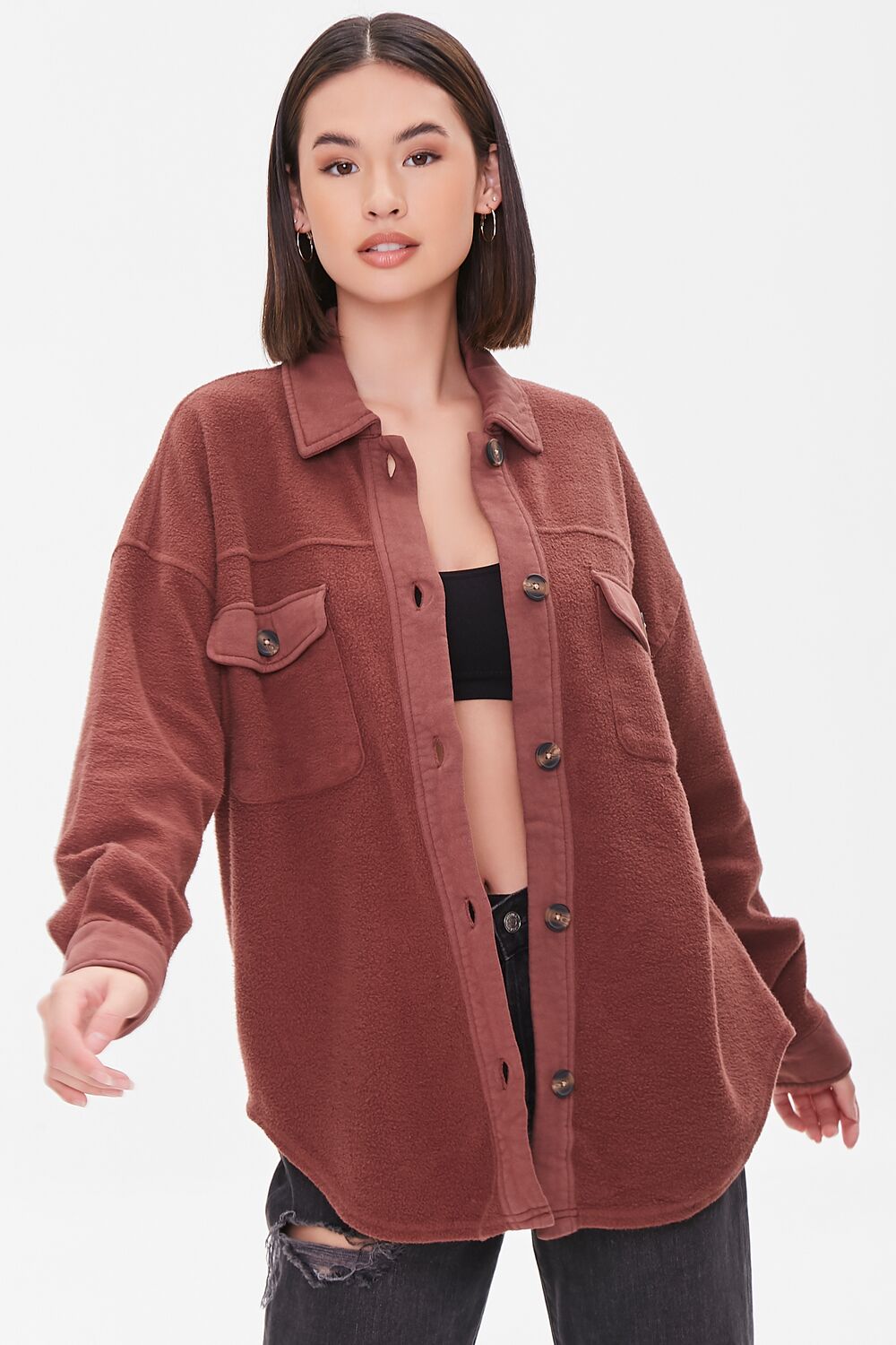 Fleece Button-Front Shacket - Image 7