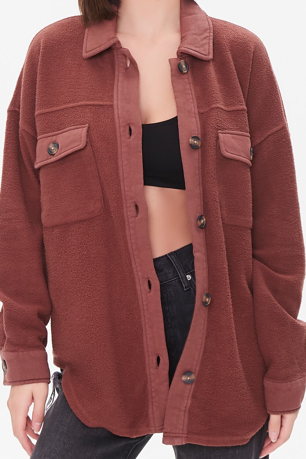 Fleece Button-Front Shacket - Image 11