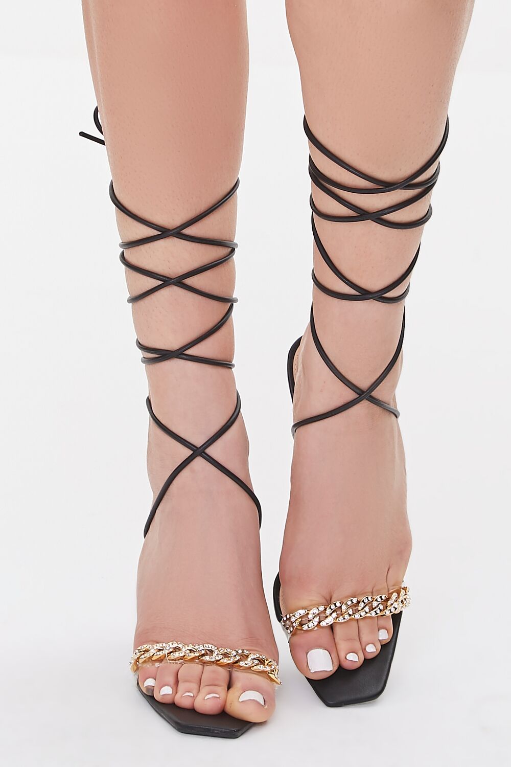 Curb Chain Lace-Up Stiletto Heels - Image 4