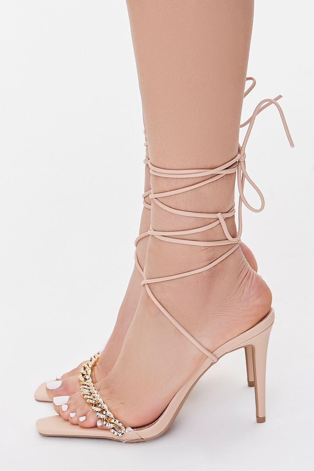 Curb Chain Lace-Up Stiletto Heels - Image 6