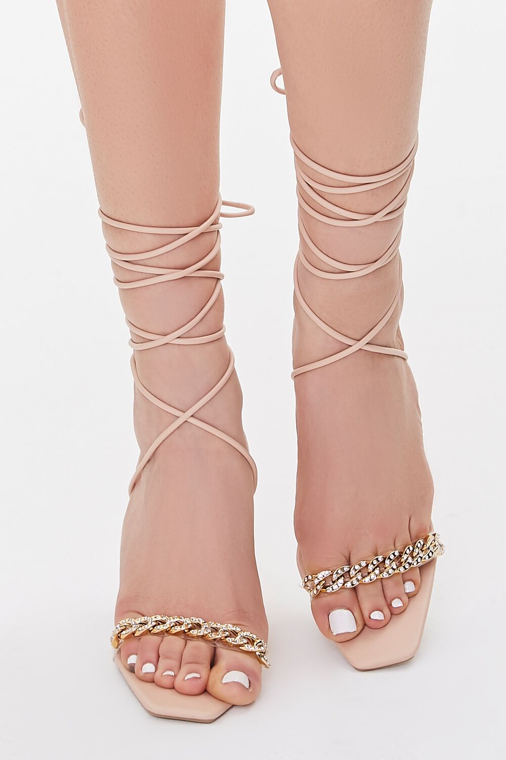 Curb Chain Lace-Up Stiletto Heels - Image 8