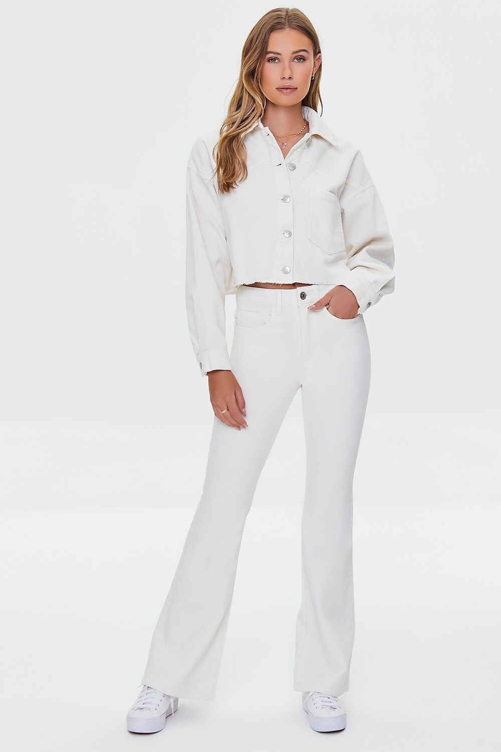 Corduroy Frayed Cropped Shacket - Image 4