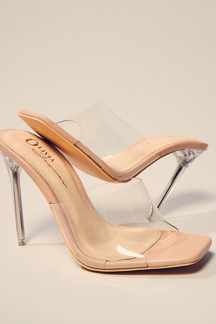 Open-Toe Lucite Stiletto Heels