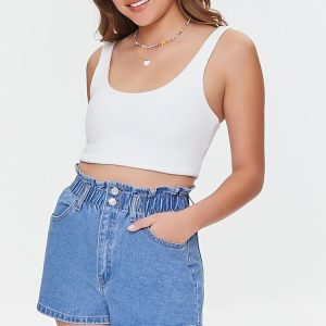 Paperbag Denim Shorts