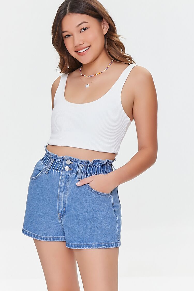 Paperbag Denim Shorts