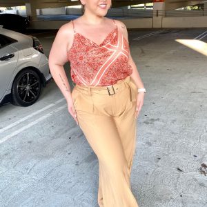 Plus Size Baroque Print Satin Cami