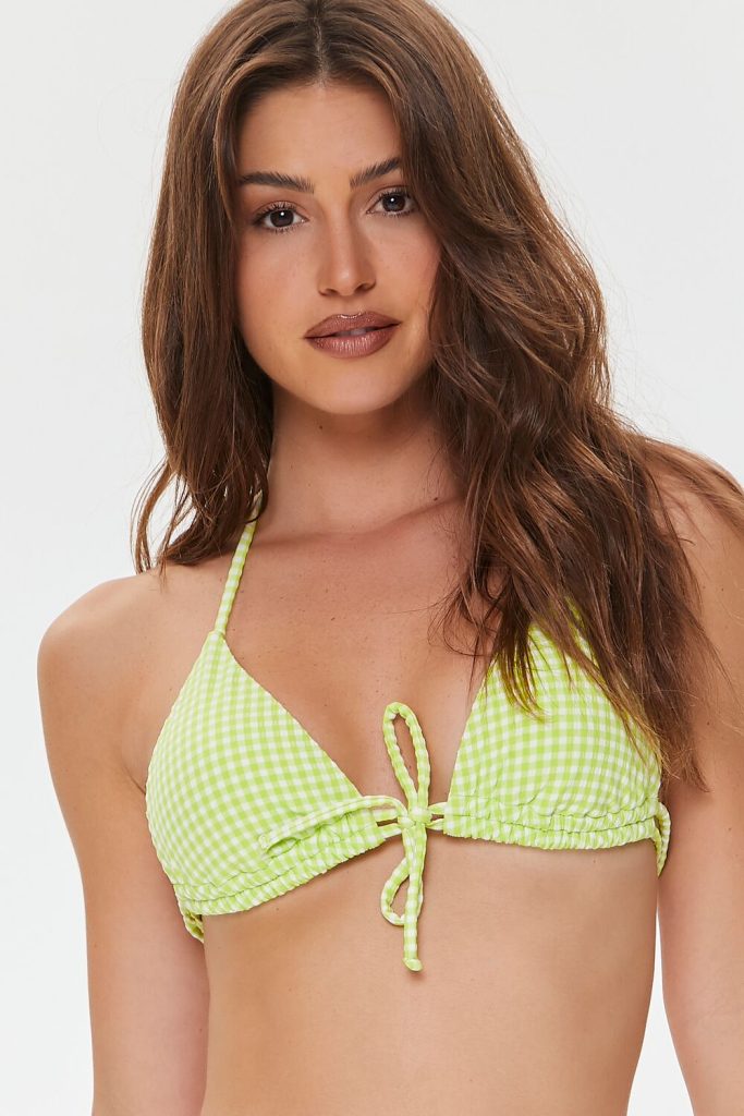 Gingham Triangle Bikini Top