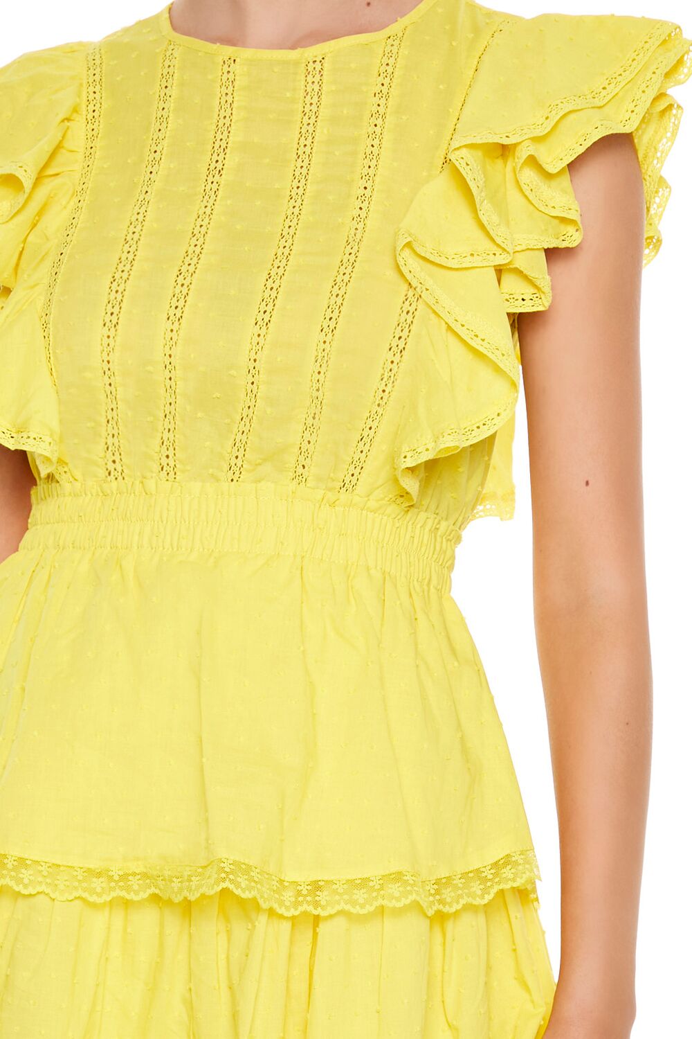 Clip Dot Lace Ruffled Mini Dress - Image 9