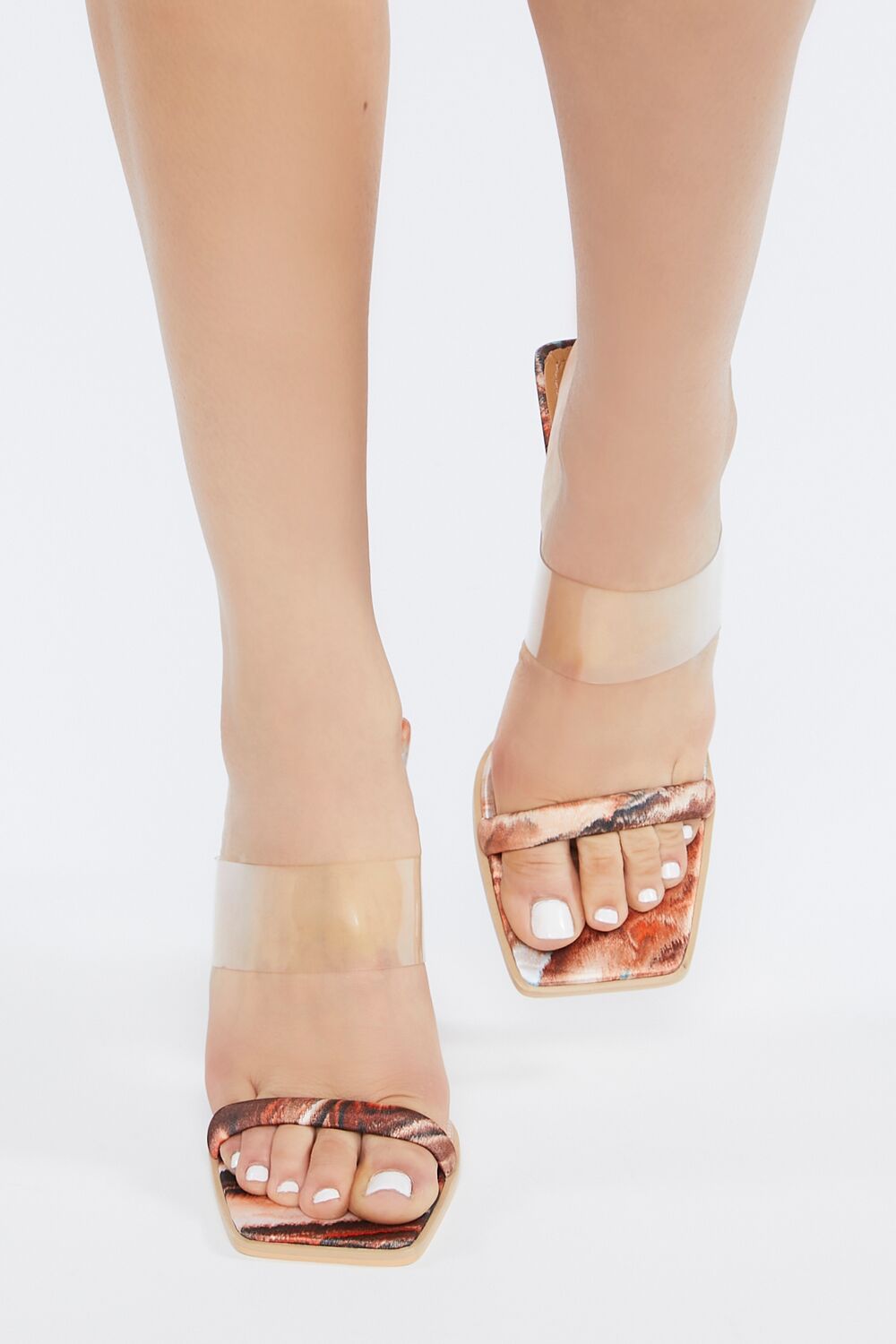 Marble Print Open-Toe Block Heels - Image 4
