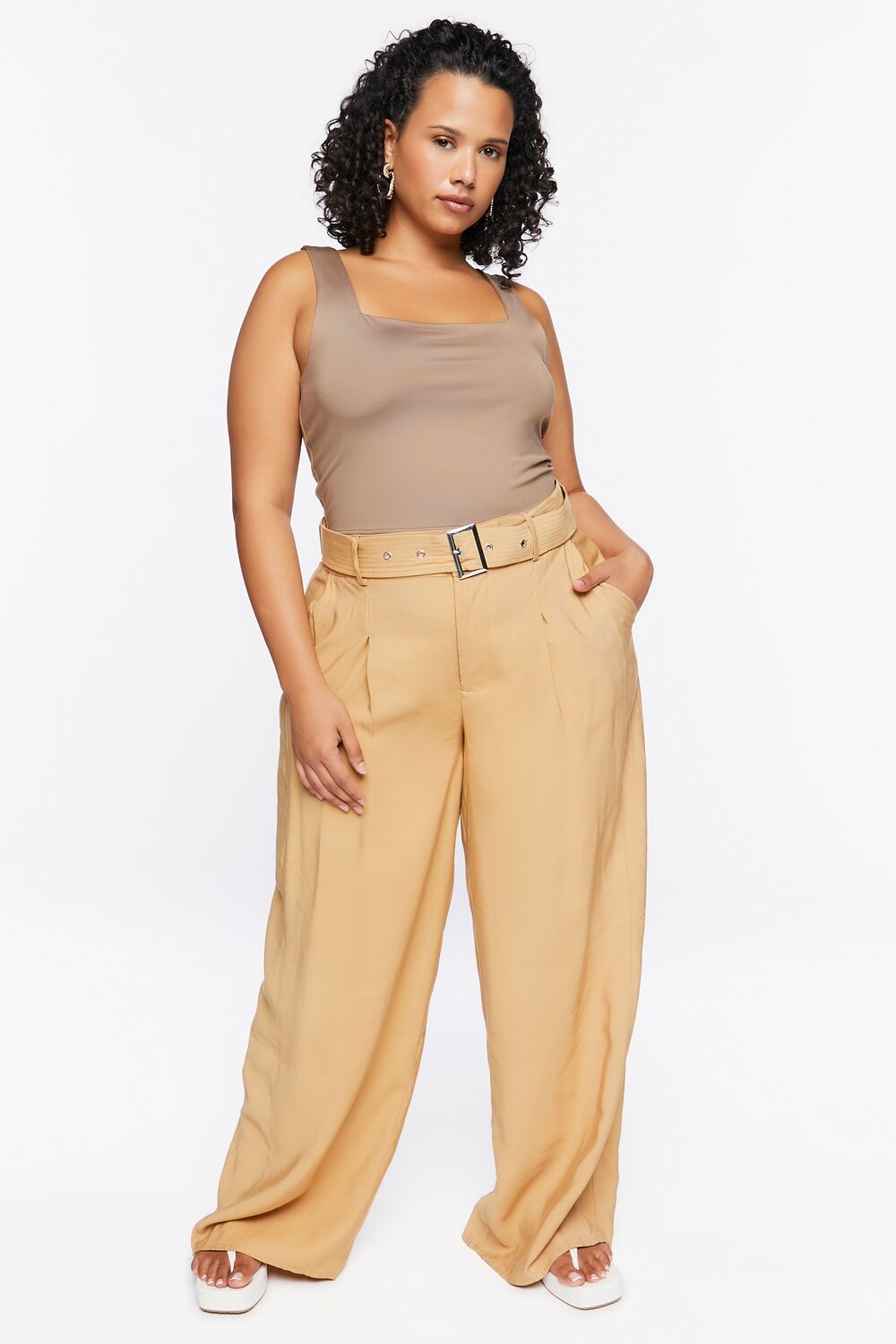 Plus Size Belted Wide-Leg Pants - Image 5