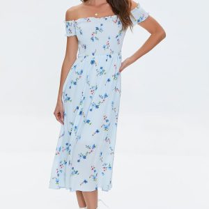 Floral Off-the-Shoulder Midi Dress