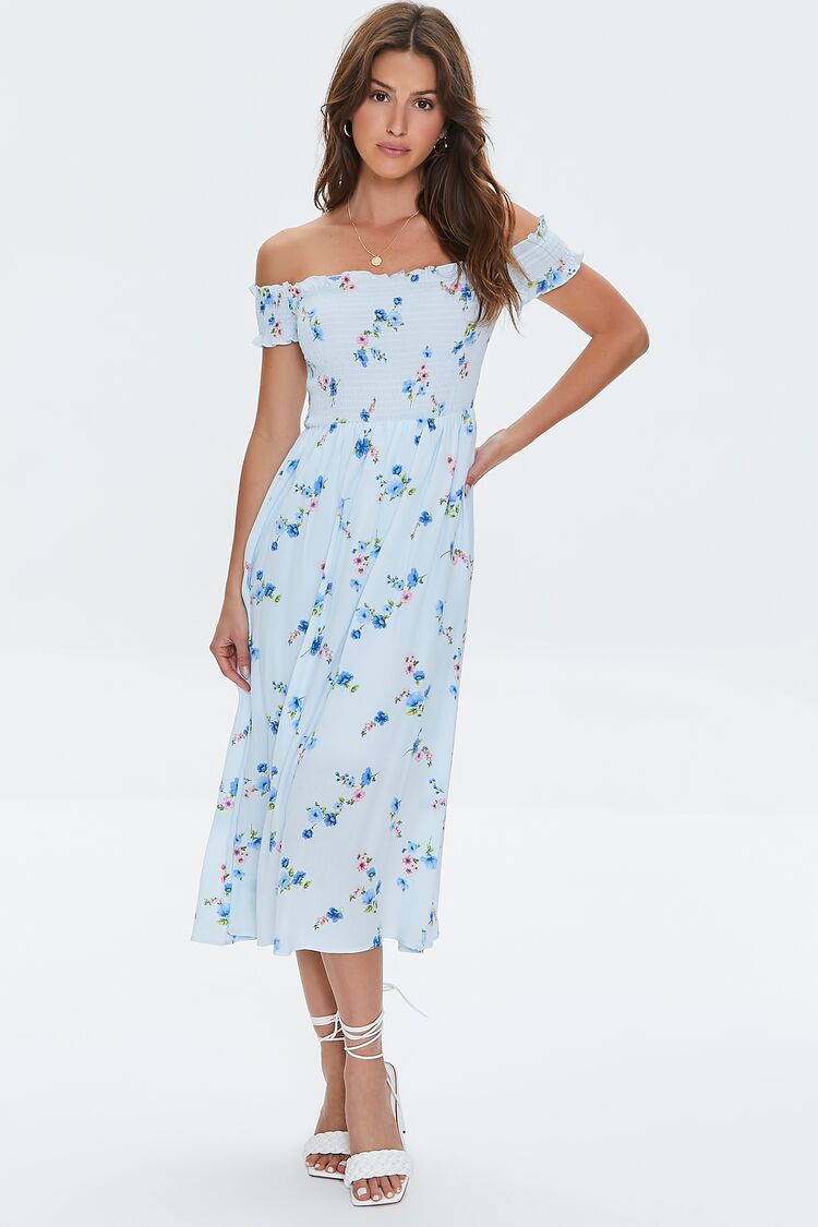 Floral Off-the-Shoulder Midi Dress