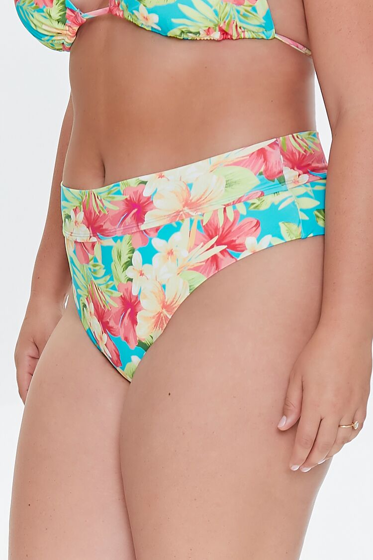 Plus Size Tropical Print Bikini Bottoms - Image 3