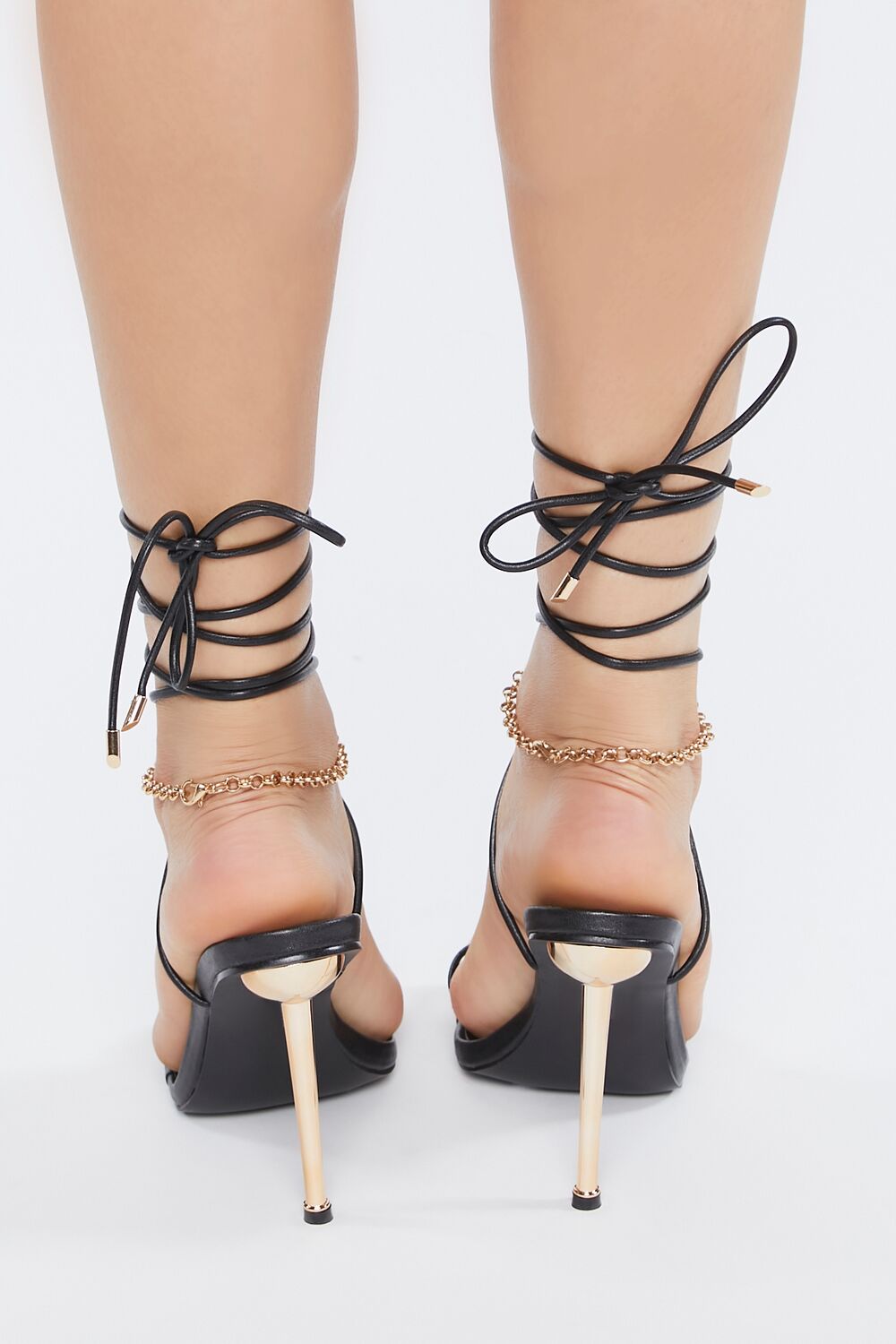 Strappy Chain Lace-Up Stiletto Heels - Image 3