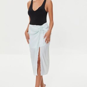 Satin Ruched Drawstring Skirt