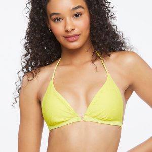Eyelet Triangle Halter Bikini Top