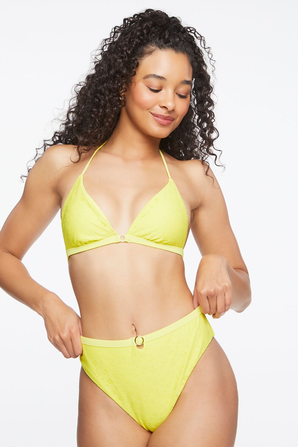 Eyelet High-Rise Bikini Bottoms