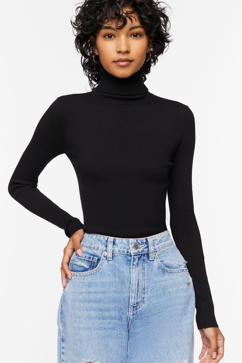 Ribbed Turtleneck Sweater-Knit Top - Image 5
