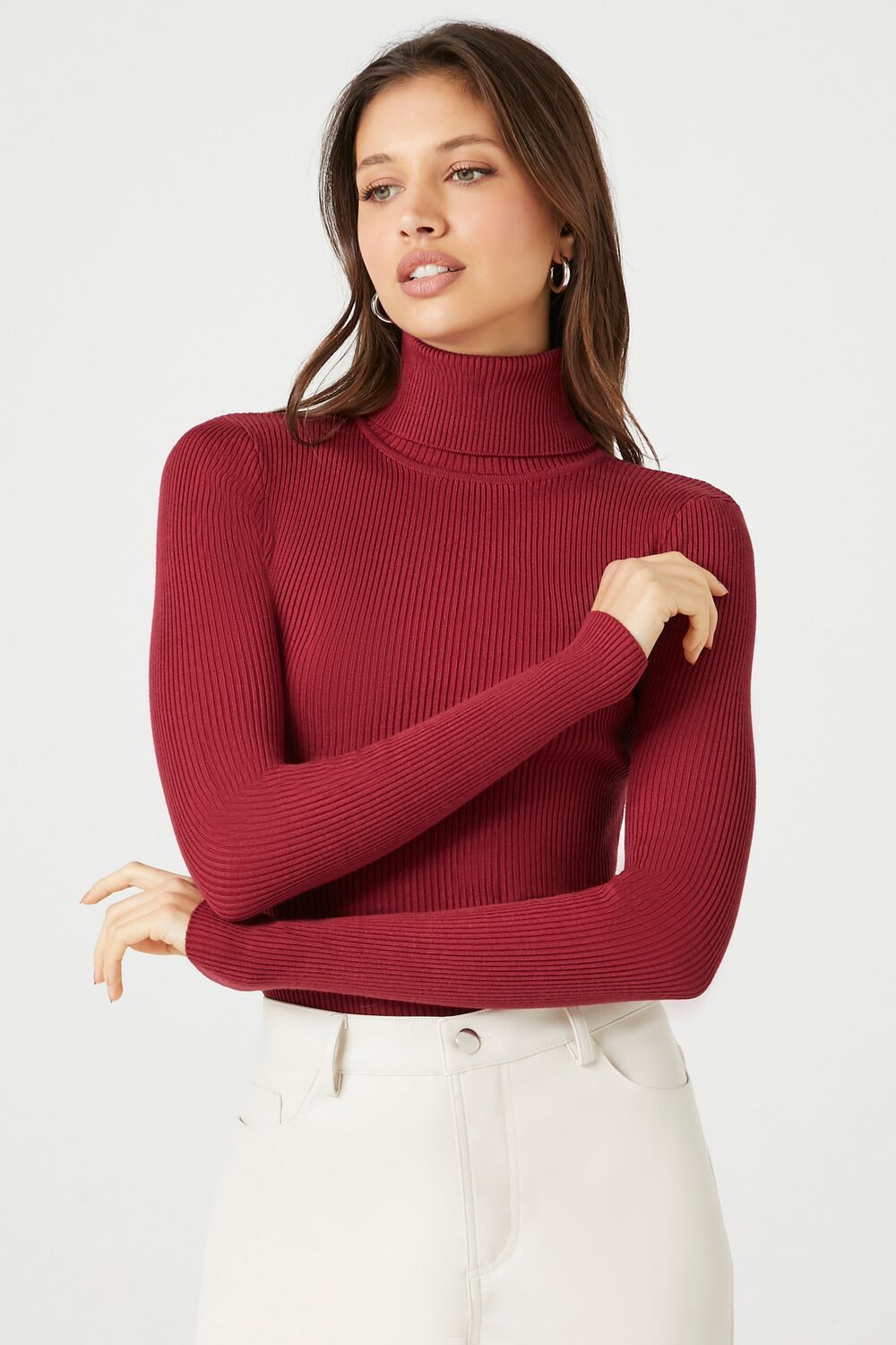 Ribbed Turtleneck Sweater-Knit Top - Image 83