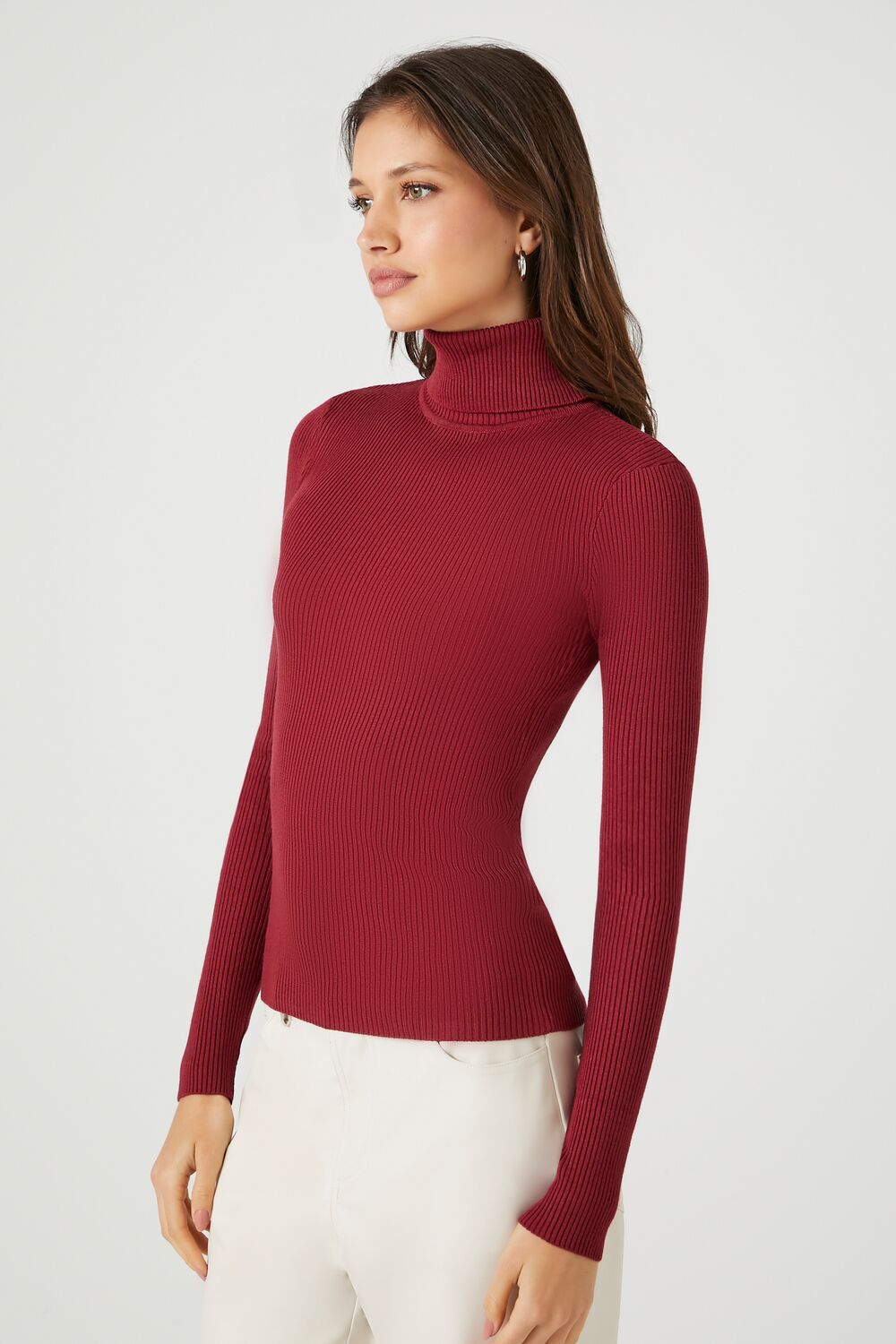 Ribbed Turtleneck Sweater-Knit Top - Image 79