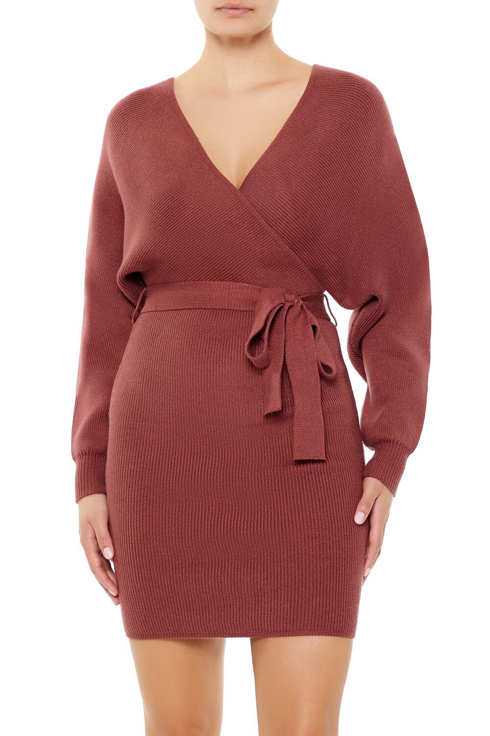 Surplice Midi Sweater Dress - Image 18