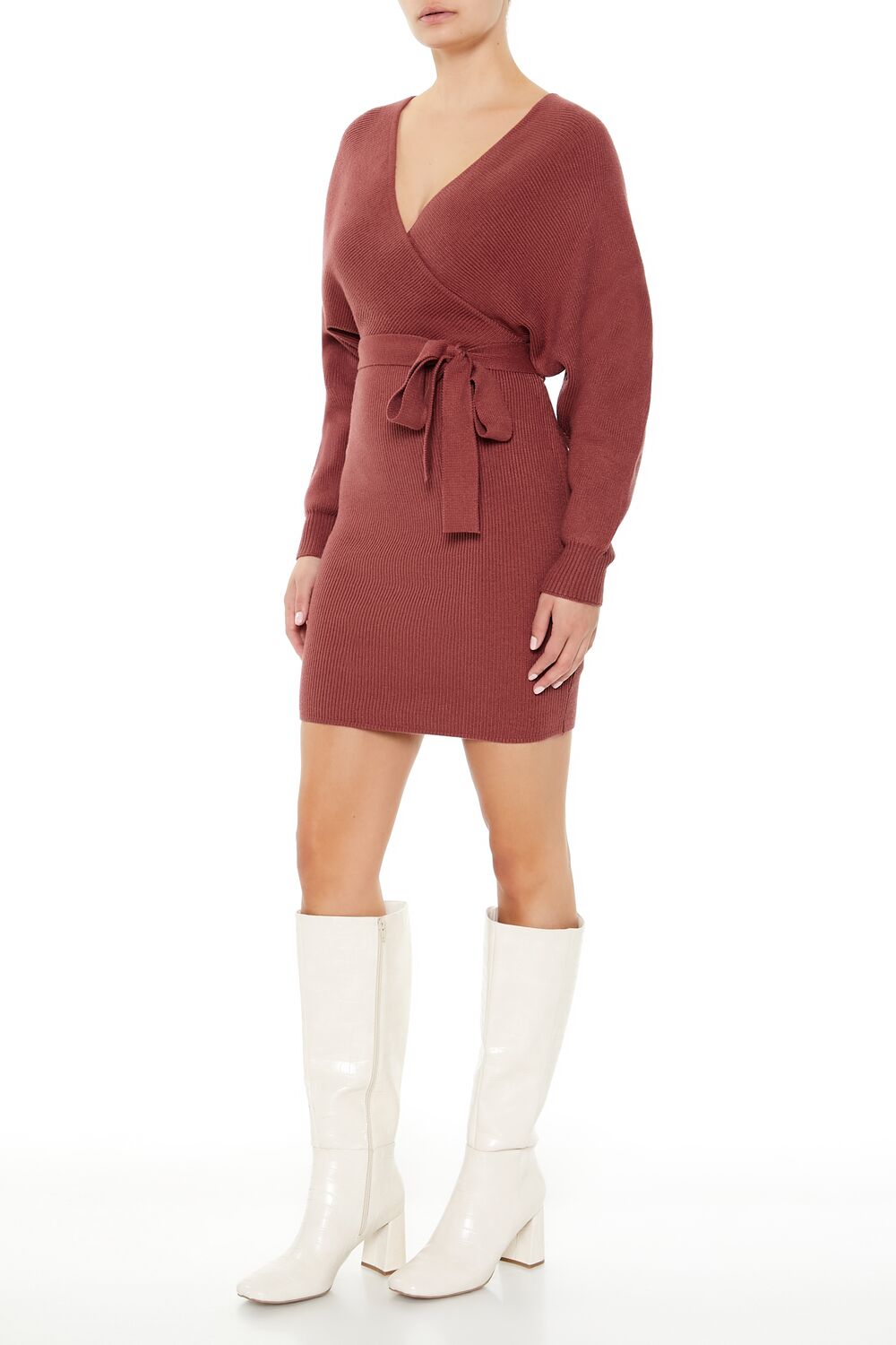 Surplice Midi Sweater Dress - Image 19