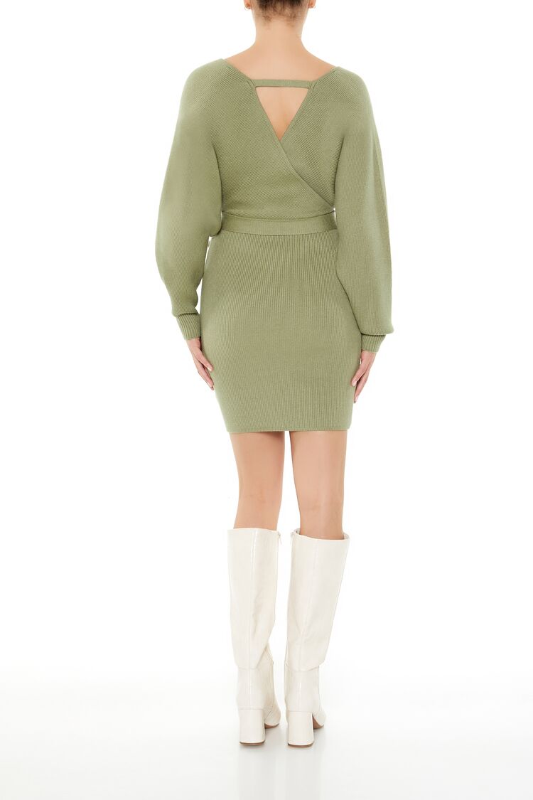 Surplice Midi Sweater Dress - Image 25