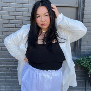 Plus Size Paperbag High-Rise Shorts