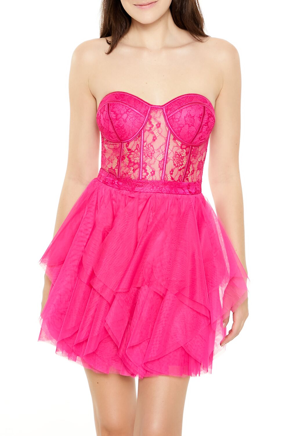 Lace & Tulle Bustier Mini Dress - Image 2