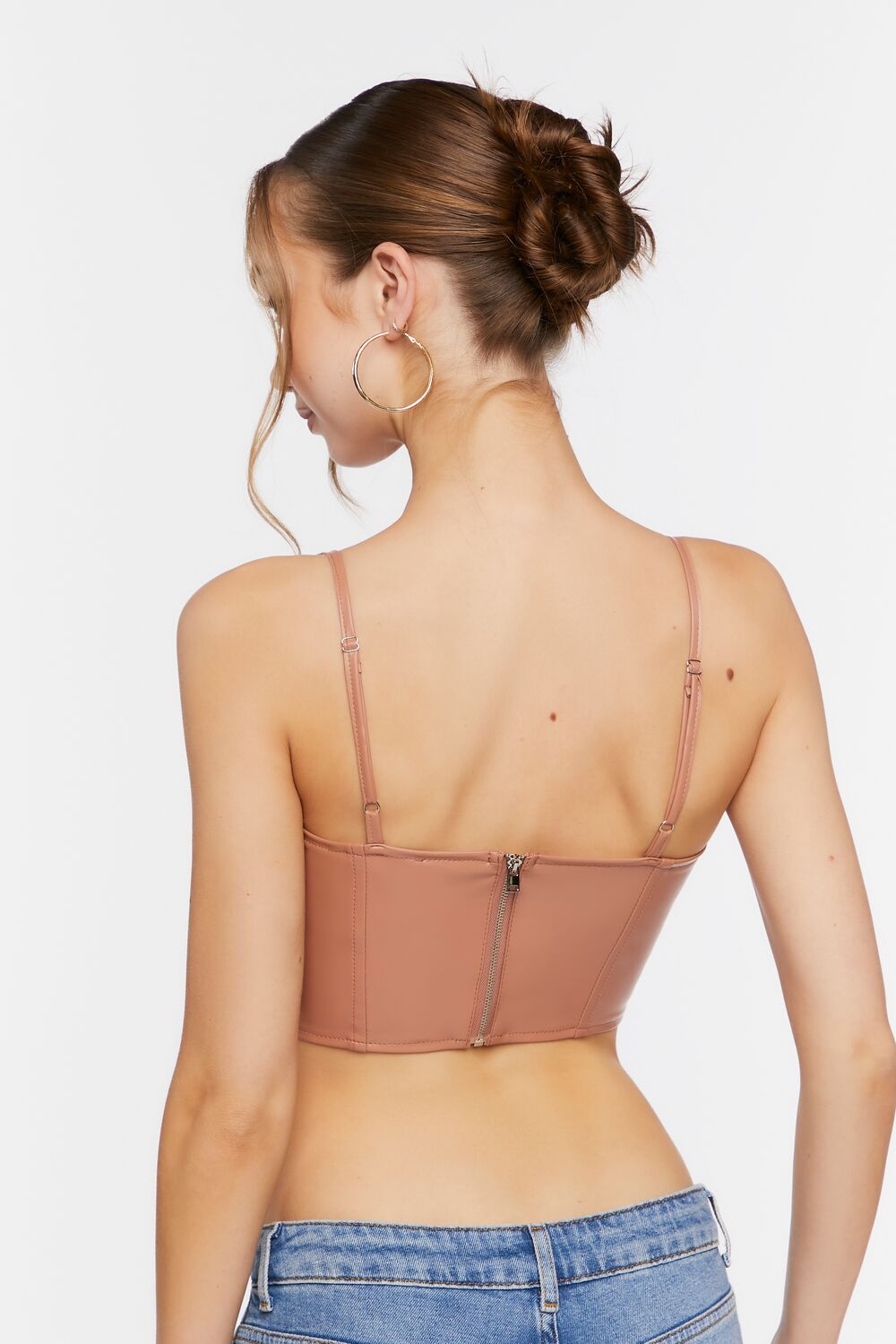 Faux Leather Cutout Bustier Top - Image 3